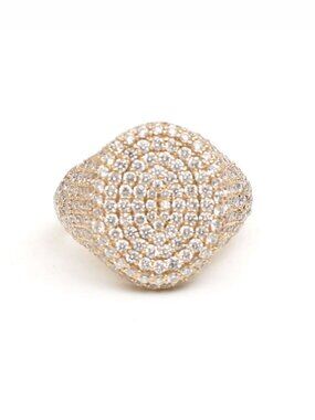 Celeste Aura 14K (18K Custom) Gold Diamond Pave Dome Ring